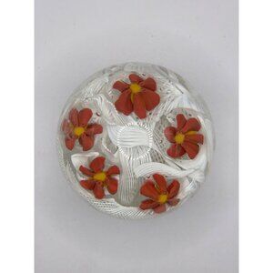 Vintage Murano Italian Lattacino Flower Glass Paperweight floral decoration